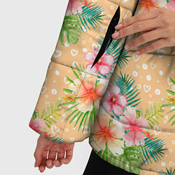 Куртка зимняя женская Гавайские цеты, цвет: 3D-черный — фото 2