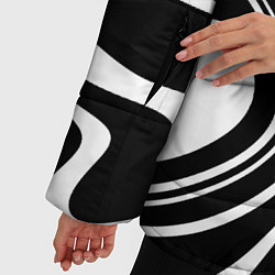 Куртка зимняя женская Черно-белые полосы Black and white stripes, цвет: 3D-черный — фото 2
