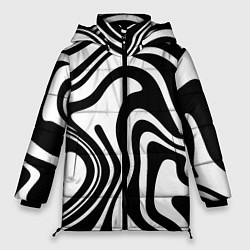 Куртка зимняя женская Черно-белые полосы Black and white stripes, цвет: 3D-черный
