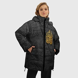 Куртка зимняя женская Волчий отпечаток золотом Символ Велеса, цвет: 3D-черный — фото 2