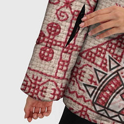 Куртка зимняя женская Славянская вышивка Узоры Руси, цвет: 3D-черный — фото 2