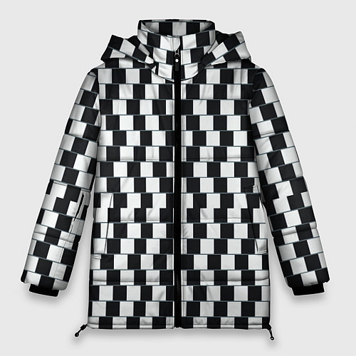 Женская зимняя куртка Шахматная Иллюзия Искажения / 3D-Светло-серый – фото 1