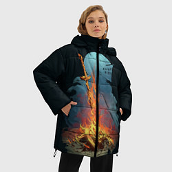 Куртка зимняя женская Witcher 3 костер, цвет: 3D-красный — фото 2