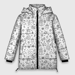 Куртка зимняя женская Зимнее дудл настроение, цвет: 3D-черный