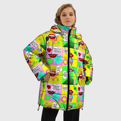 Женская зимняя куртка Поэзия губ / 3D-Черный – фото 3
