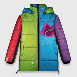 Куртка зимняя женская Цветное рождество Snowflake, цвет: 3D-черный