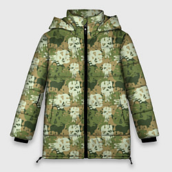 Куртка зимняя женская Силуэты Черепов камуфляж, цвет: 3D-черный