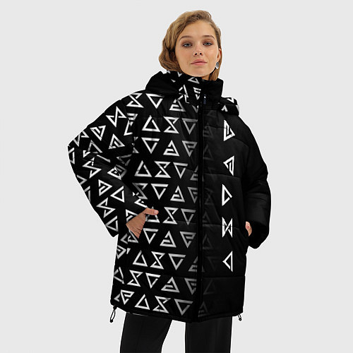 Женская зимняя куртка ЗНАКИ ВЕДЬМАКА, СИМВОЛЫ / 3D-Черный – фото 3