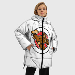 Куртка зимняя женская Тхэквондо Кинг Конг - Обезьяна Занимается Боевыми, цвет: 3D-черный — фото 2