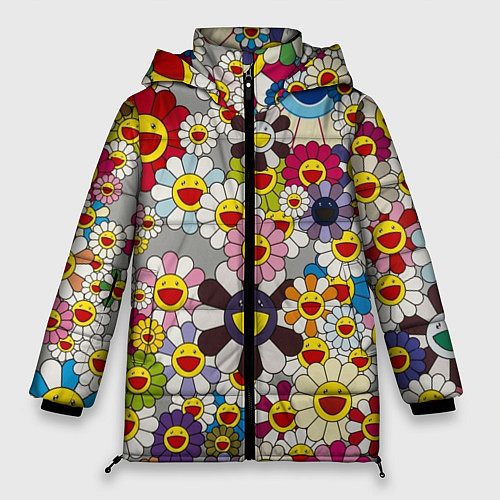 Женская зимняя куртка Flower Superflat, Такаши Мураками / 3D-Красный – фото 1