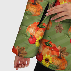 Куртка зимняя женская Овощи: Тыквы паттерн, цвет: 3D-красный — фото 2