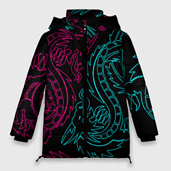 Куртка зимняя женская НЕОНОВЫЕ ДРАКОНЫ NEON DRAGON, цвет: 3D-черный