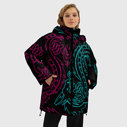 Куртка зимняя женская НЕОНОВЫЕ ДРАКОНЫ NEON DRAGON, цвет: 3D-светло-серый — фото 2