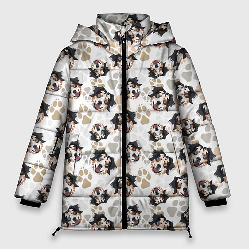 Женская зимняя куртка Собака Австралийская Овчарка / 3D-Светло-серый – фото 1