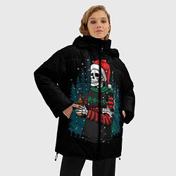Куртка зимняя женская НОВОГОДНИЙ СКЕЛЕТ, цвет: 3D-красный — фото 2