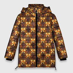 Куртка зимняя женская Бантики паттерн, цвет: 3D-светло-серый