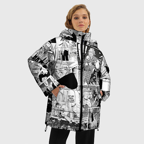 Женская зимняя куртка Токийские мстители манга / 3D-Черный – фото 3