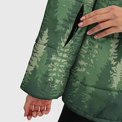 Куртка зимняя женская Елки-палки, хвойный лес, цвет: 3D-красный — фото 2