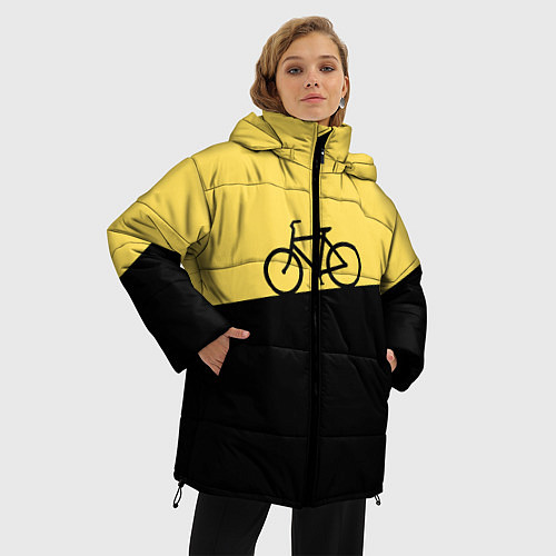 Женская зимняя куртка Бегущий за велосипедом / 3D-Черный – фото 3