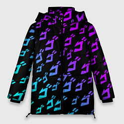 Куртка зимняя женская JOJOS BIZARRE ADVENTURE NEON PATTERN НЕОН УЗОР, цвет: 3D-светло-серый