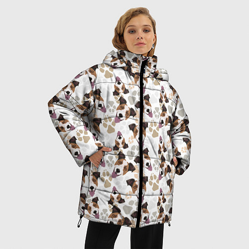 Женская зимняя куртка Джек Рассел Терьер / 3D-Черный – фото 3