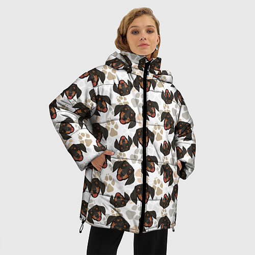 Женская зимняя куртка Такса Dachshund Dog / 3D-Светло-серый – фото 3