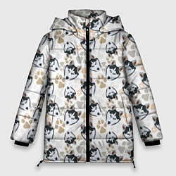 Куртка зимняя женская Собака Сибирский Хаски, цвет: 3D-светло-серый