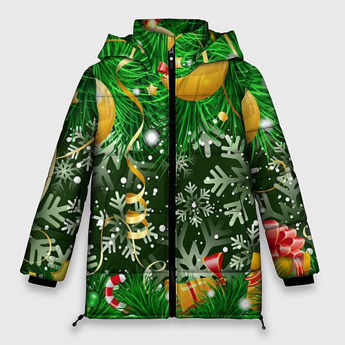 Женская зимняя куртка Новогоднее Настроение Елка / 3D-Светло-серый – фото 1