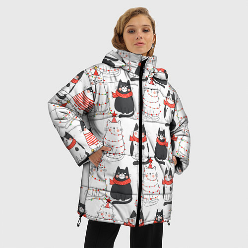 Женская зимняя куртка НОВОГОДНИЕ КОТИКИ 2022 / 3D-Черный – фото 3