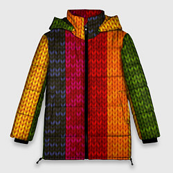 Куртка зимняя женская Вязаная радуга, цвет: 3D-светло-серый