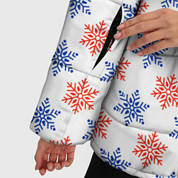 Куртка зимняя женская Снежинки паттернsnowflakes pattern, цвет: 3D-светло-серый — фото 2