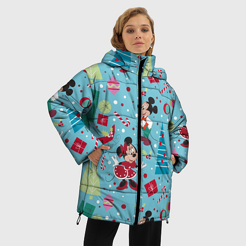 Женская зимняя куртка Mickey and Minnie pattern / 3D-Черный – фото 3