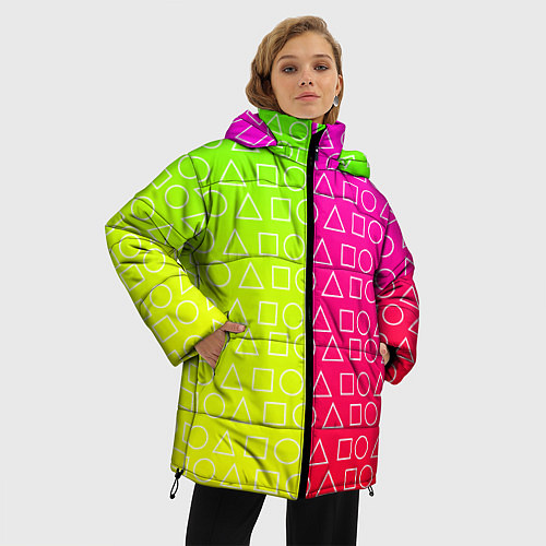 Женская зимняя куртка Игра в кальмара розовыйжелтый / 3D-Светло-серый – фото 3