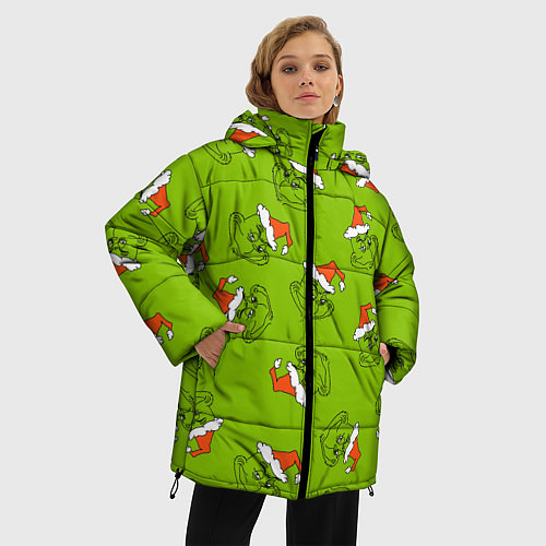 Женская зимняя куртка Гринч Укротитель рождества / 3D-Черный – фото 3
