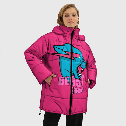 Женская зимняя куртка Mr Beast Gaming Full Print Pink edition / 3D-Светло-серый – фото 3