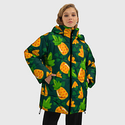 Куртка зимняя женская Ананасы Много ананасов, цвет: 3D-светло-серый — фото 2