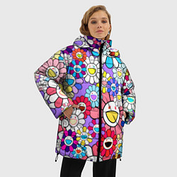 Куртка зимняя женская Цветы Takashi Murakami, цвет: 3D-черный — фото 2