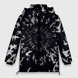 Куртка зимняя женская Веер птиц, цвет: 3D-черный