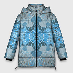 Куртка зимняя женская Коллекция Фрактальная мозаика Голубой 292-6-n, цвет: 3D-черный