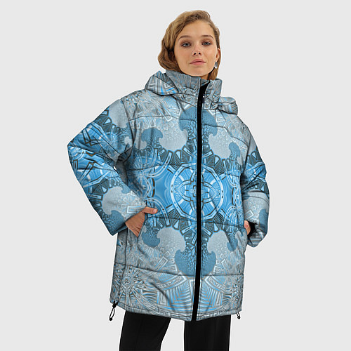 Женская зимняя куртка Коллекция Фрактальная мозаика Голубой 292-6-n / 3D-Черный – фото 3