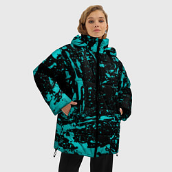 Куртка зимняя женская НЕОНОВЫЕ БРЫЗГИ КРАСОК ГРАНЖ NEON, цвет: 3D-светло-серый — фото 2