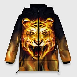 Куртка зимняя женская Тигр В Пламени, цвет: 3D-светло-серый