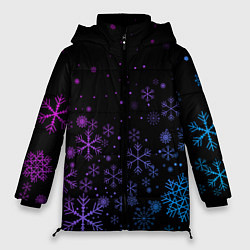 Куртка зимняя женская Новогодние снежинки Градиент, цвет: 3D-светло-серый