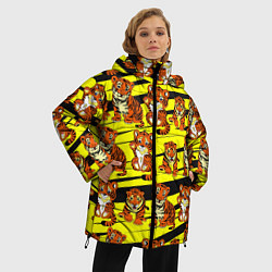 Куртка зимняя женская Няшные Тигрята, цвет: 3D-черный — фото 2