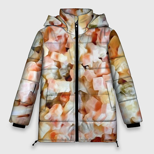 Женская зимняя куртка Салат Оливье Новогодняя Оливьешка / 3D-Красный – фото 1