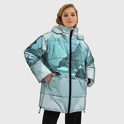 Куртка зимняя женская Голубой горный пейзаж с темно-серыми тенями, цвет: 3D-светло-серый — фото 2