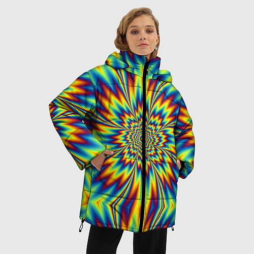 Женская зимняя куртка Пульсирующий Огненный Цветок / 3D-Черный – фото 3