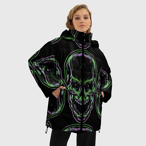 Женская зимняя куртка Skulls vanguard pattern 2077 / 3D-Черный – фото 3