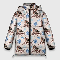 Куртка зимняя женская Снегири зима, цвет: 3D-светло-серый