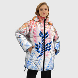 Куртка зимняя женская Атака Титанов Ласкутный Неон 2022, цвет: 3D-светло-серый — фото 2